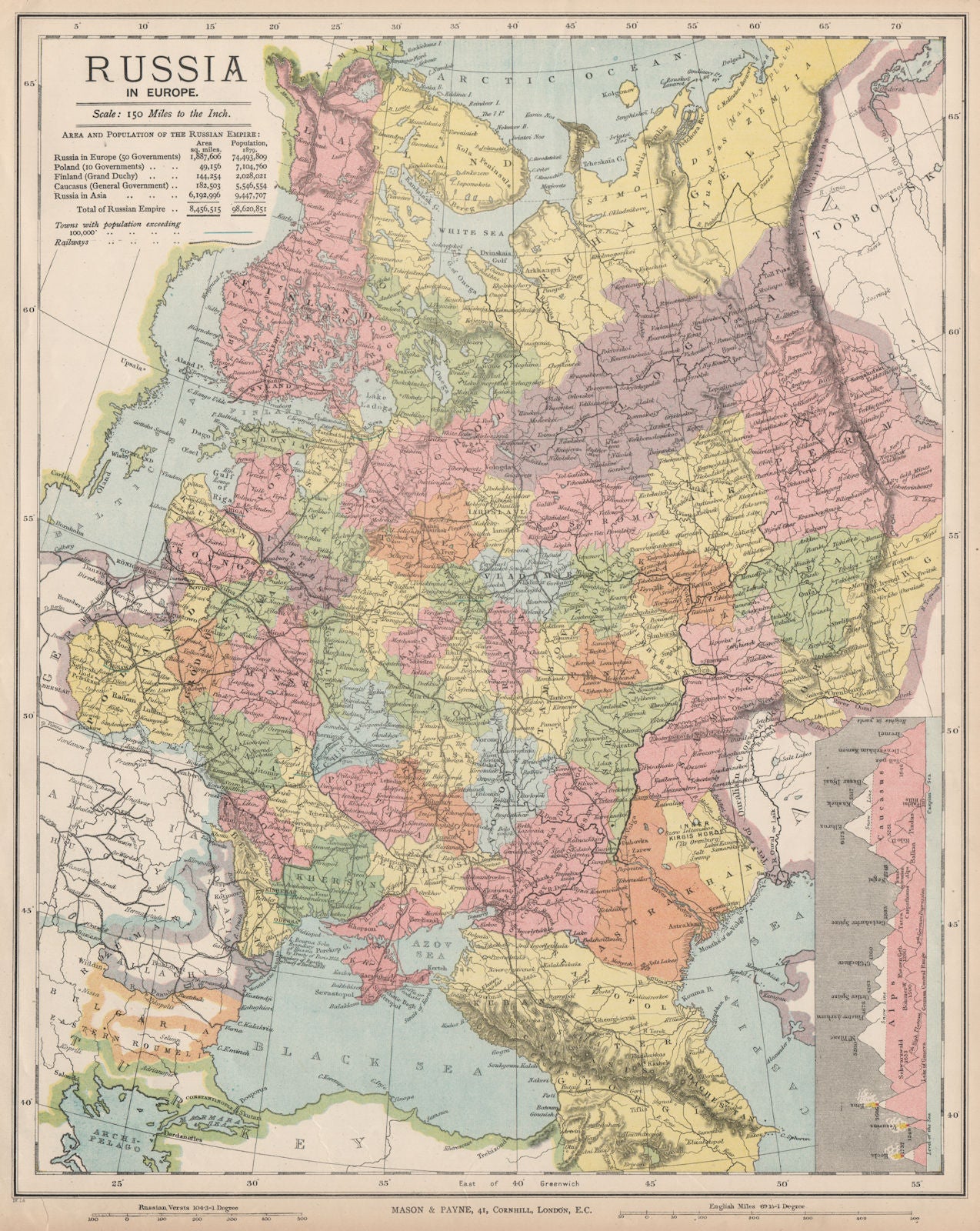 RUSSIA. Eastern Europe. Ukraine Belarus Baltics Finland Georgia. LETTS 1889 map